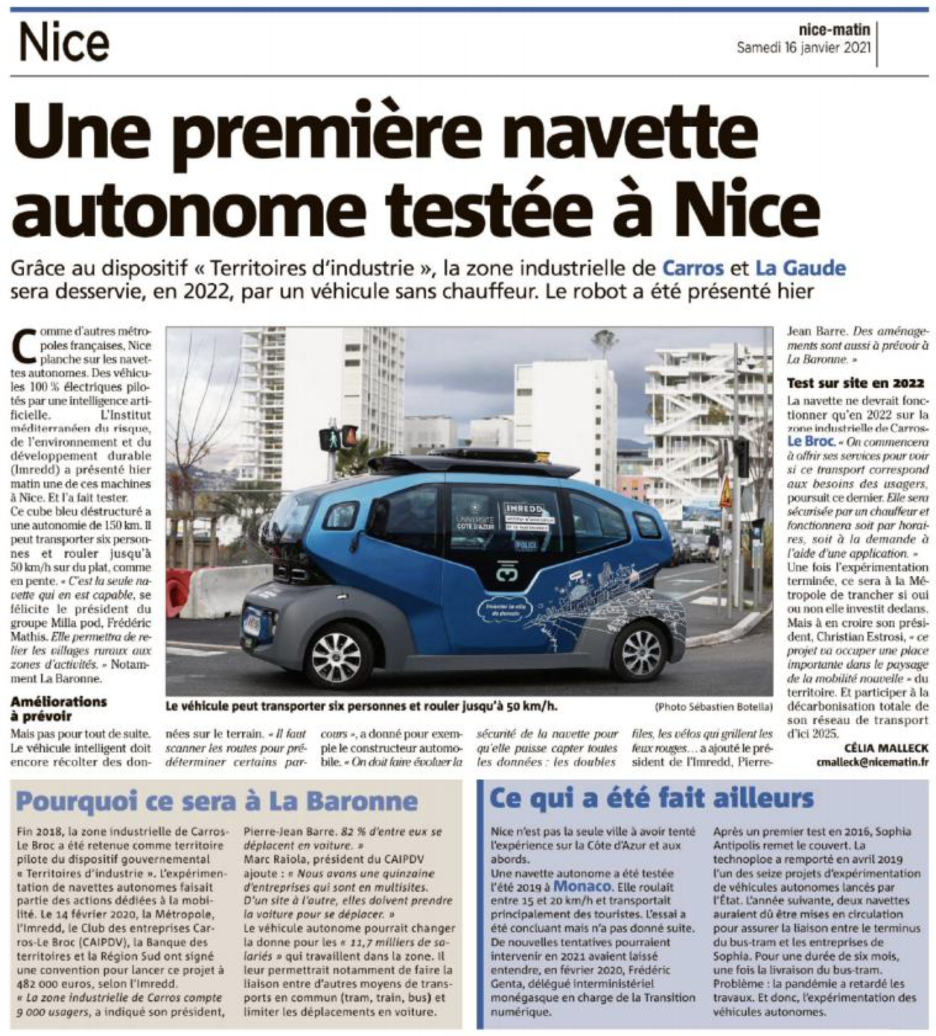 Nice Matin - Une première navette autonome testée à Nice